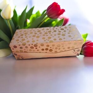 Decorative Box Pink Gold Roses Storage Use Pills Medication Glasses Reading Sun